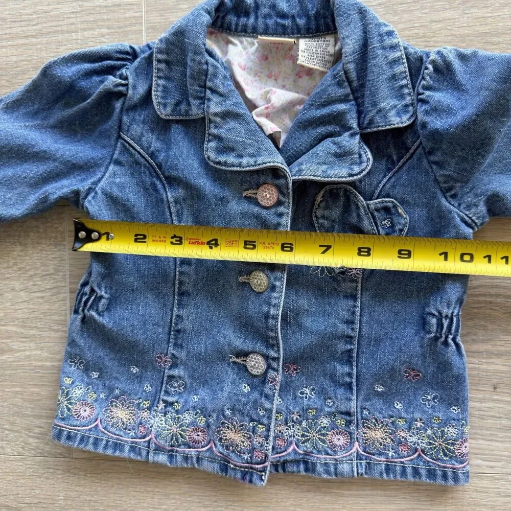 Faded Glory Baby Girls 12 Months Embroidered Blue Jean Jacket Denim Vintage Y2K